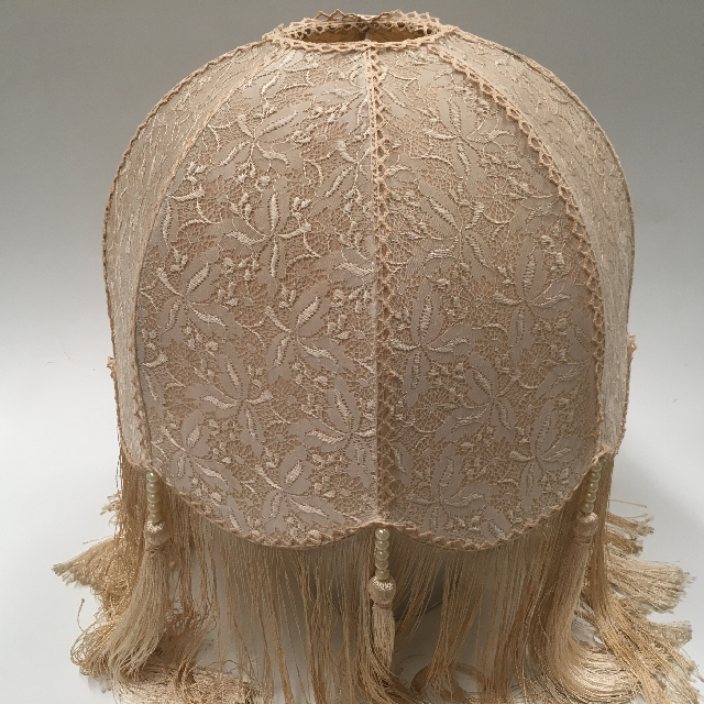 LAMPSHADE, Victorian (Large) - Cream Lace w Long Fringe